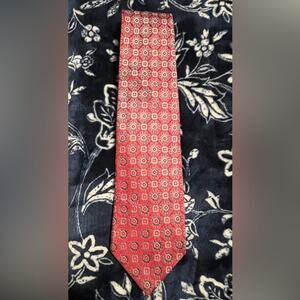VENTURI UOMO Red Print 100% Silk Necktie